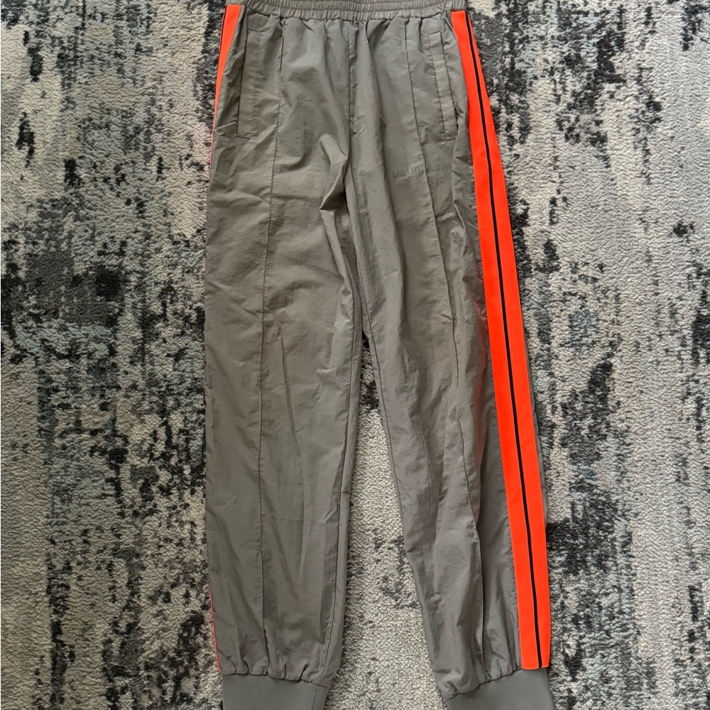 Palm Angels Gray Polyester Joggers with Orange Stripes